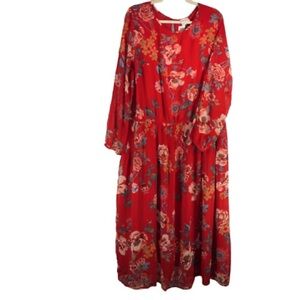 Ava & Viv Red Floral Midi Dress